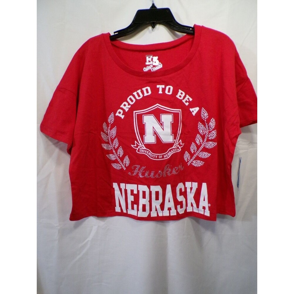 E5 College Classics Women's Cropped Nebraska Huskers T-Shirt Large Red